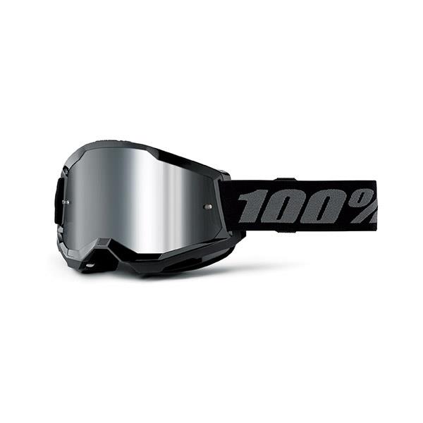 MASCHERA 100% STRATA 2 JUNIOR BLACK LENTE A SPECCHIO ARGENTO