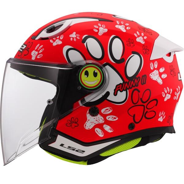 CASCO LS2 JET BIMBO OF622 FUNNY II PAWS MATT RED