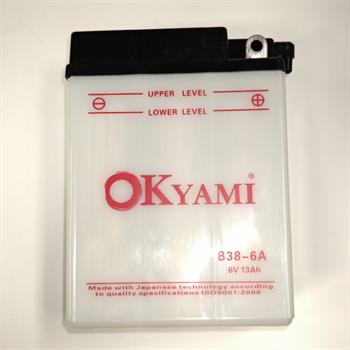 BATTERIA OKYAMI B38-6A NO ACIDO 6V 13AH